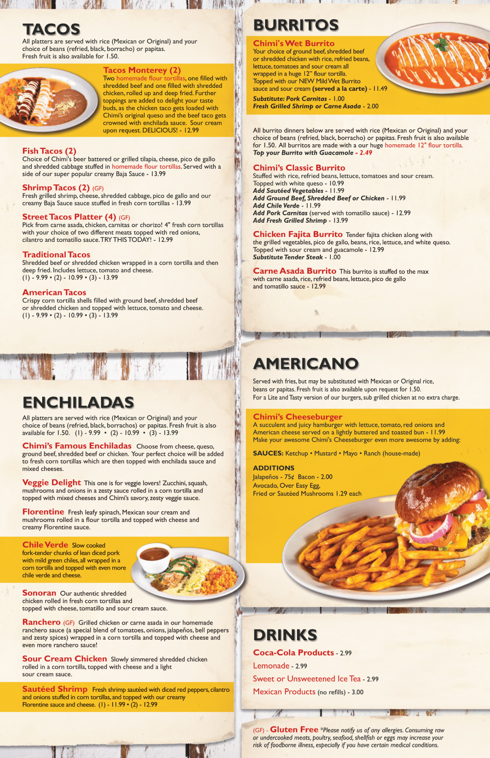Chimis menu shop