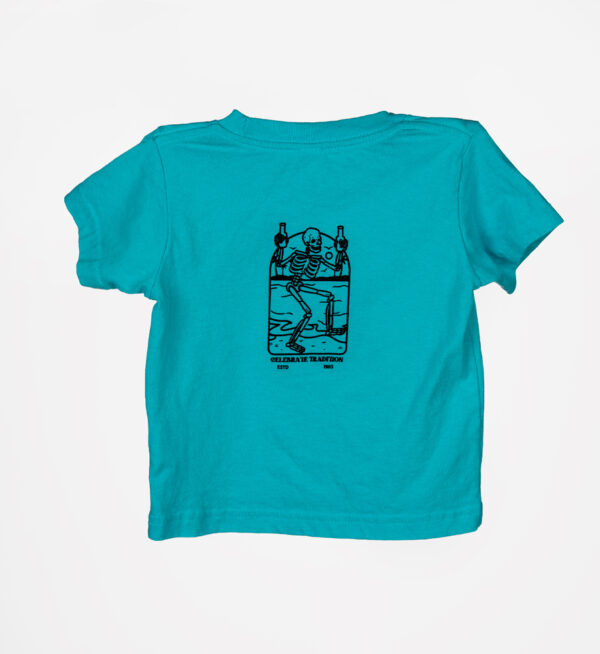 Caribbean Blue toddler’s T-Shirt made with 100% cotton.