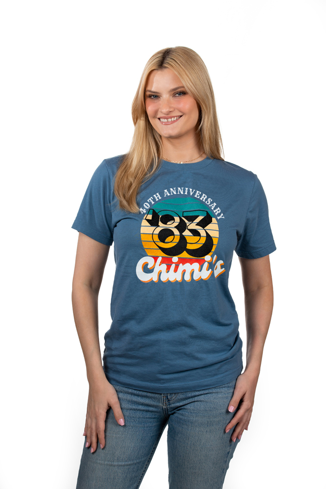 Woman Wearing Steel Blue Adult T-Shirt